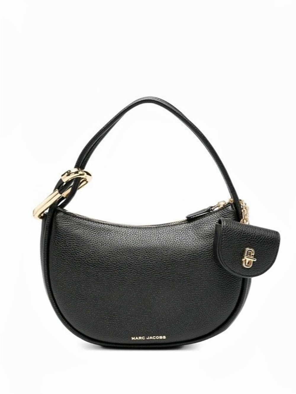 Marc Jacobs Grained Calfskin Dual Hobo Crescent Bag Black